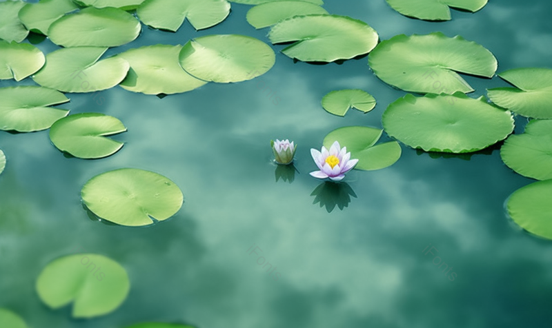 唯美夏天水面上的睡莲荷花池插画背景,插画/手绘图,插画/手绘图库,插画/手绘图下载,插画/手绘